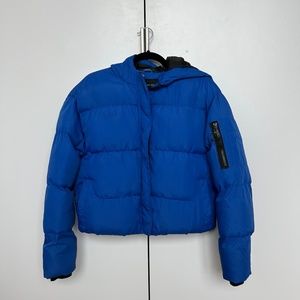 Cropped Blue Puffer Jacket